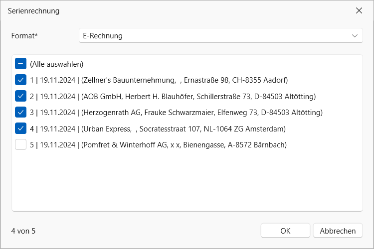 cobra E-Rechnung Serienrechnung